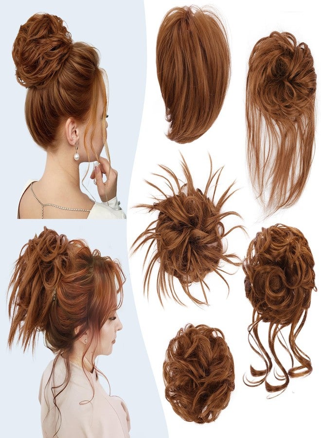 HMD 5 Pieces Messy Hair Bun Hairpiece Tousled Updo for Women Hair Extension Ponytail Scrunchies with Elastic Rubber Band Long Updo Messy Hairpiece Hair Accessories Set for Women - Image 1